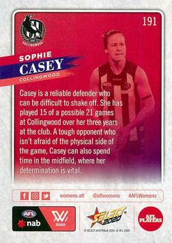 2020 Select Footy Stars #191 Sophie Casey Back